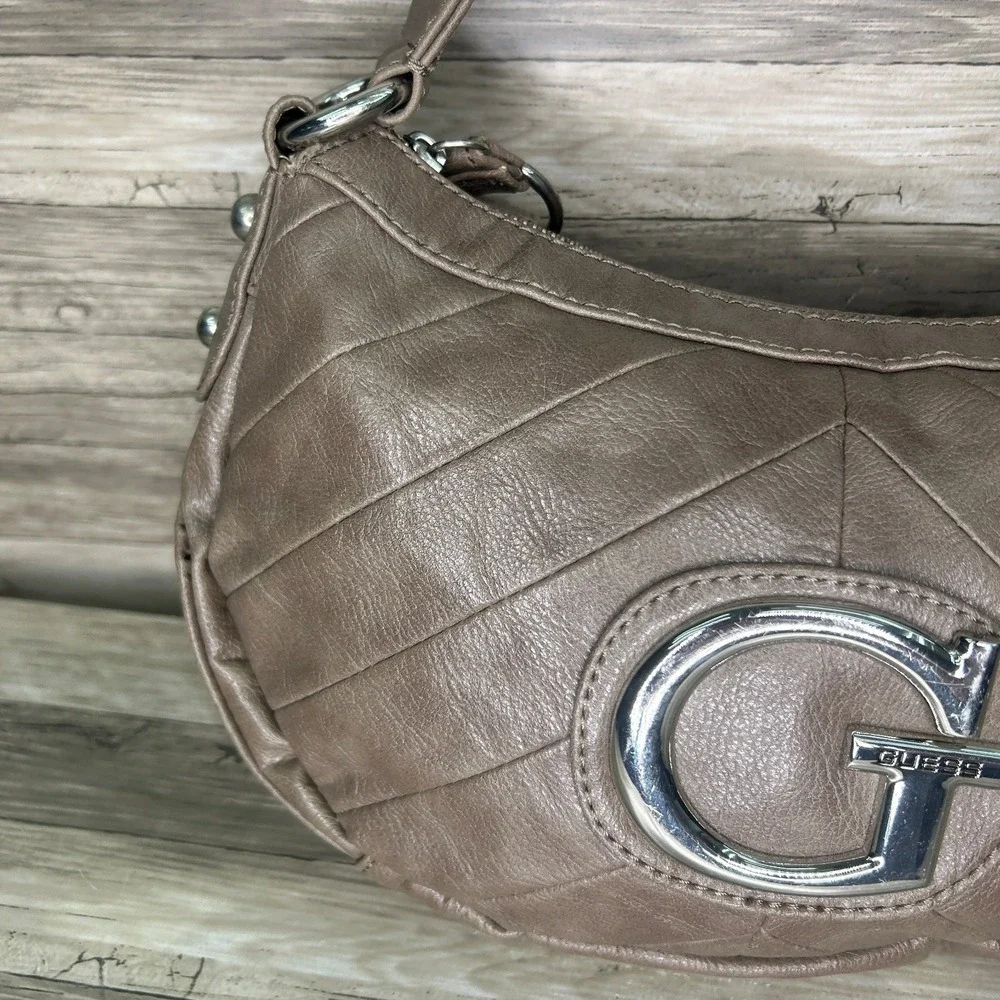 Vintage Guess Shoulder Bag Womens Stitched Quilted Hobo Y2K Chunky G Purse